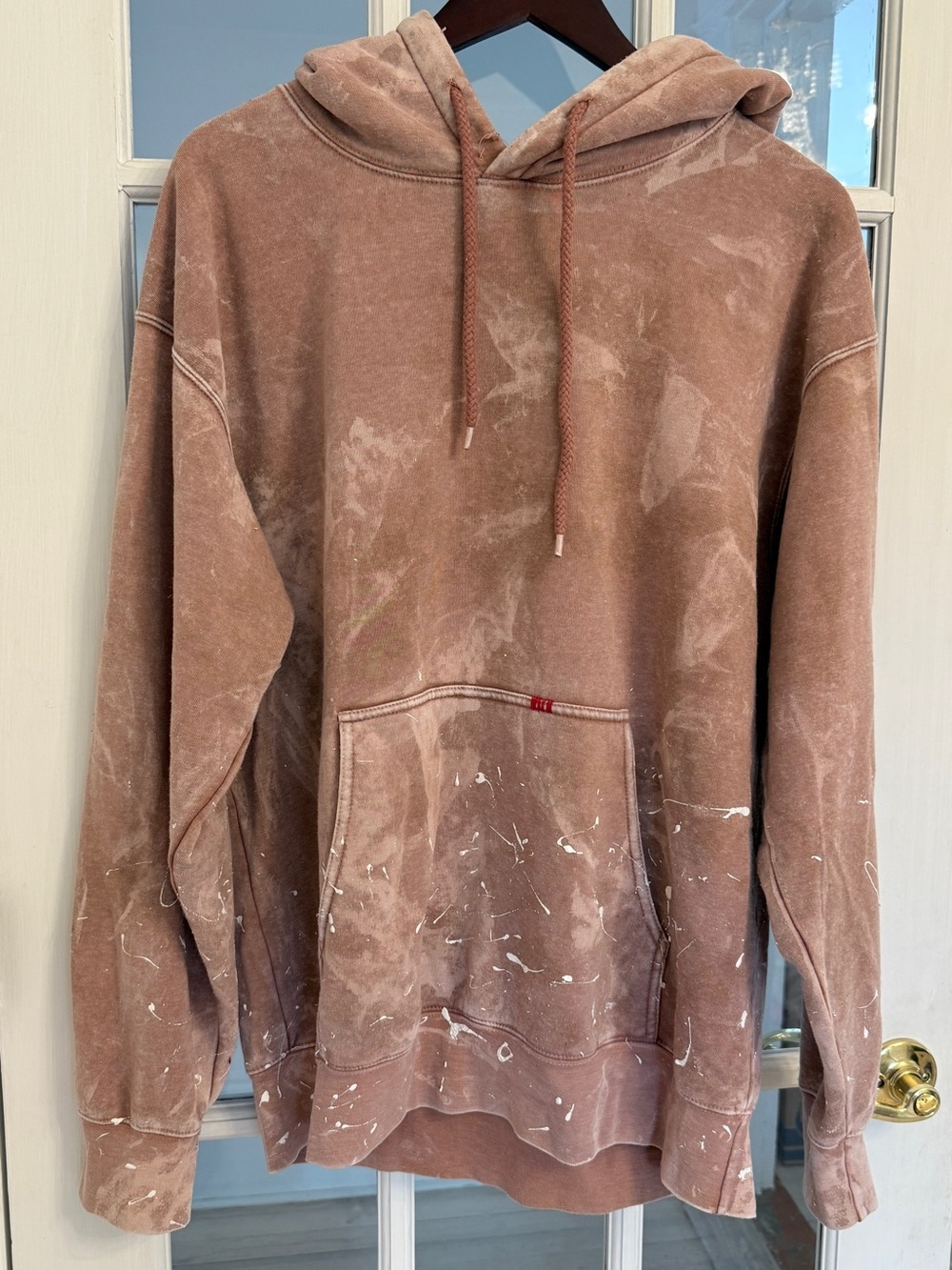 THE NU VINTAGE Women's Blush Pink Tie Dye Paint Splatter Hoodie Size XL